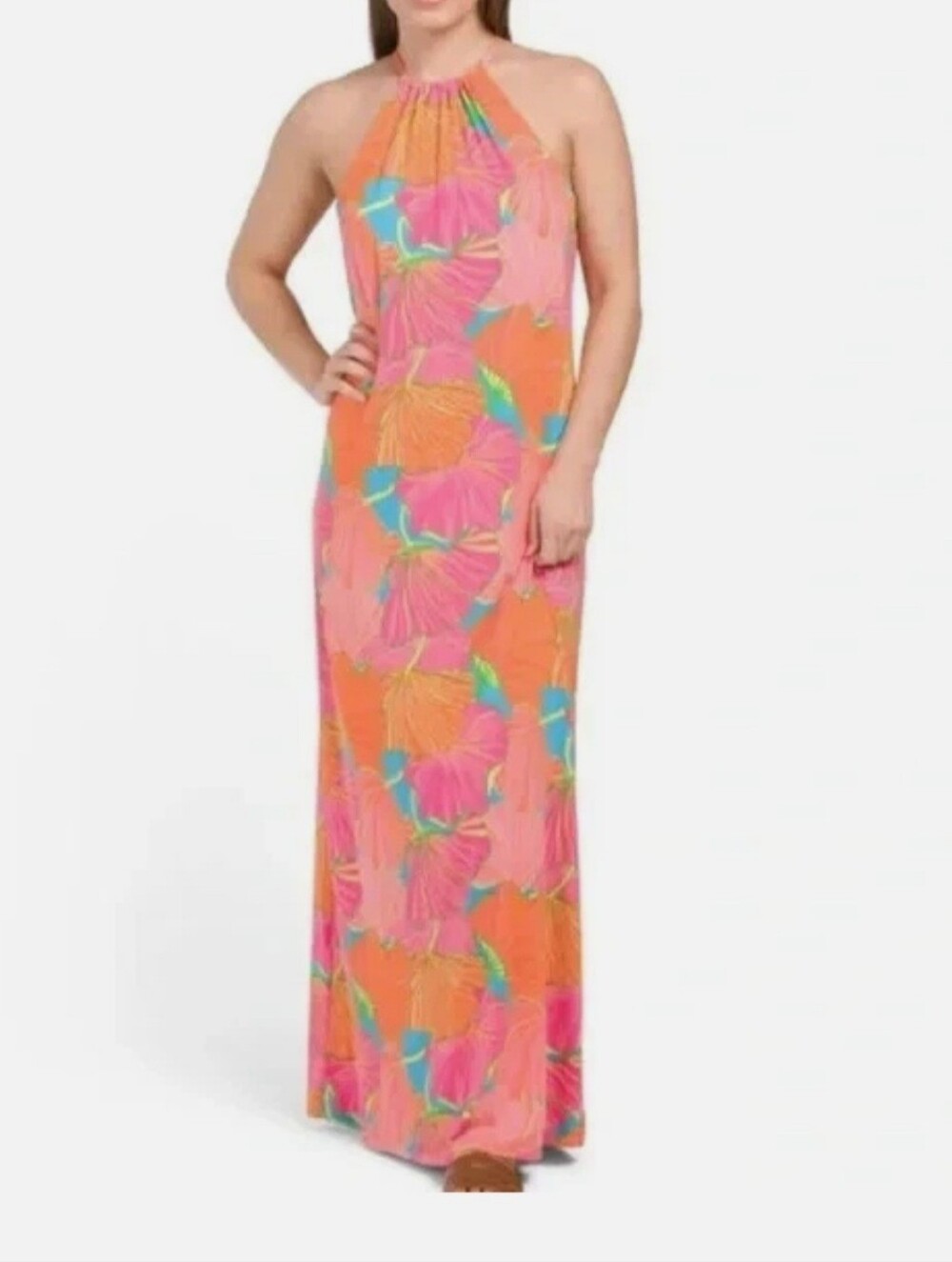 Trina Turk Milan Gingko Halter Floral Maxi Dress | Size Large - EUC - Picture 3 of 6